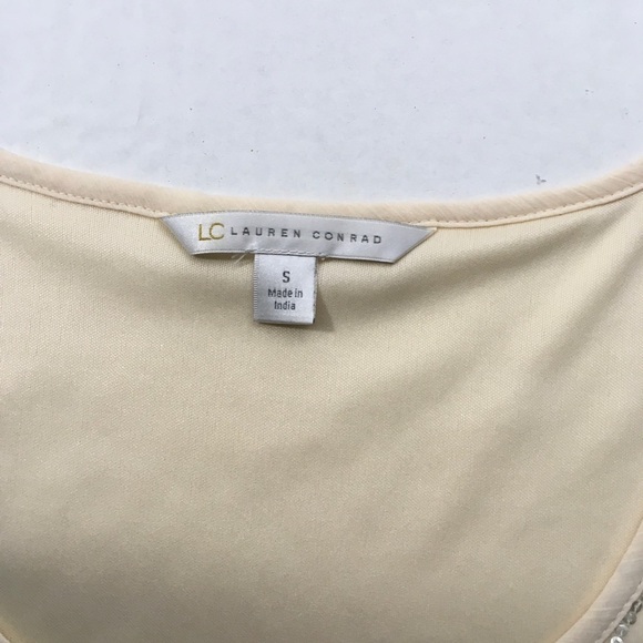 LC Lauren Tank Top Scoop Neck Sparkling Sequined Embellished Cream Blush Tank S - Picture 6 of 16
